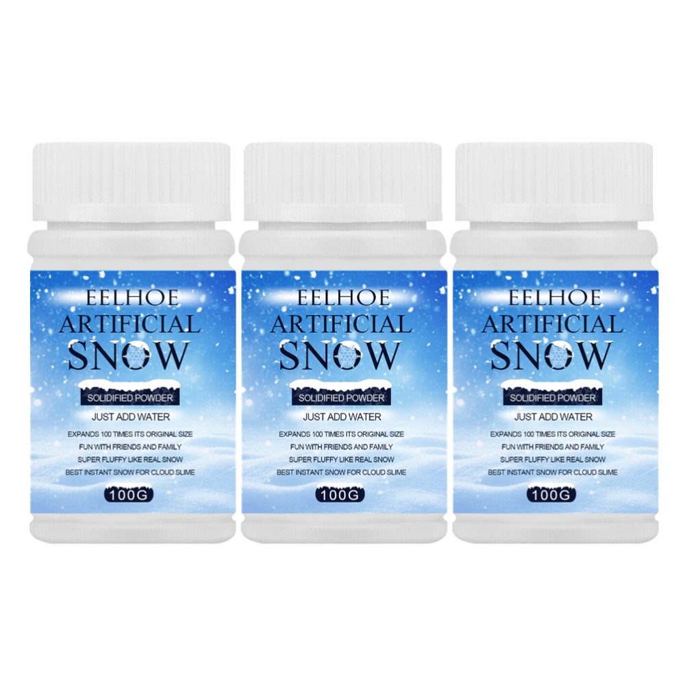 3 Bottles Instant Snow Powder Diy Fake Snow Decor Snowflake Xmas Supplies