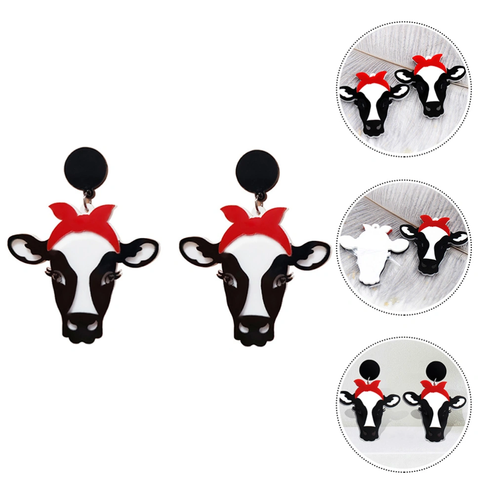 1 Pair Cartoon Cow Shape Earring Adorable Party Chinese Zodiac Ear Jewelry