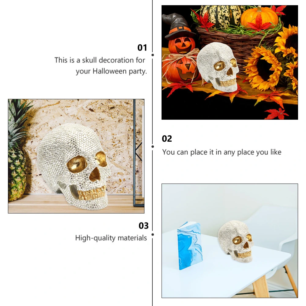 1Pc Halloween Skullcap Decorations Party Adornment Desktop Layout Decors White