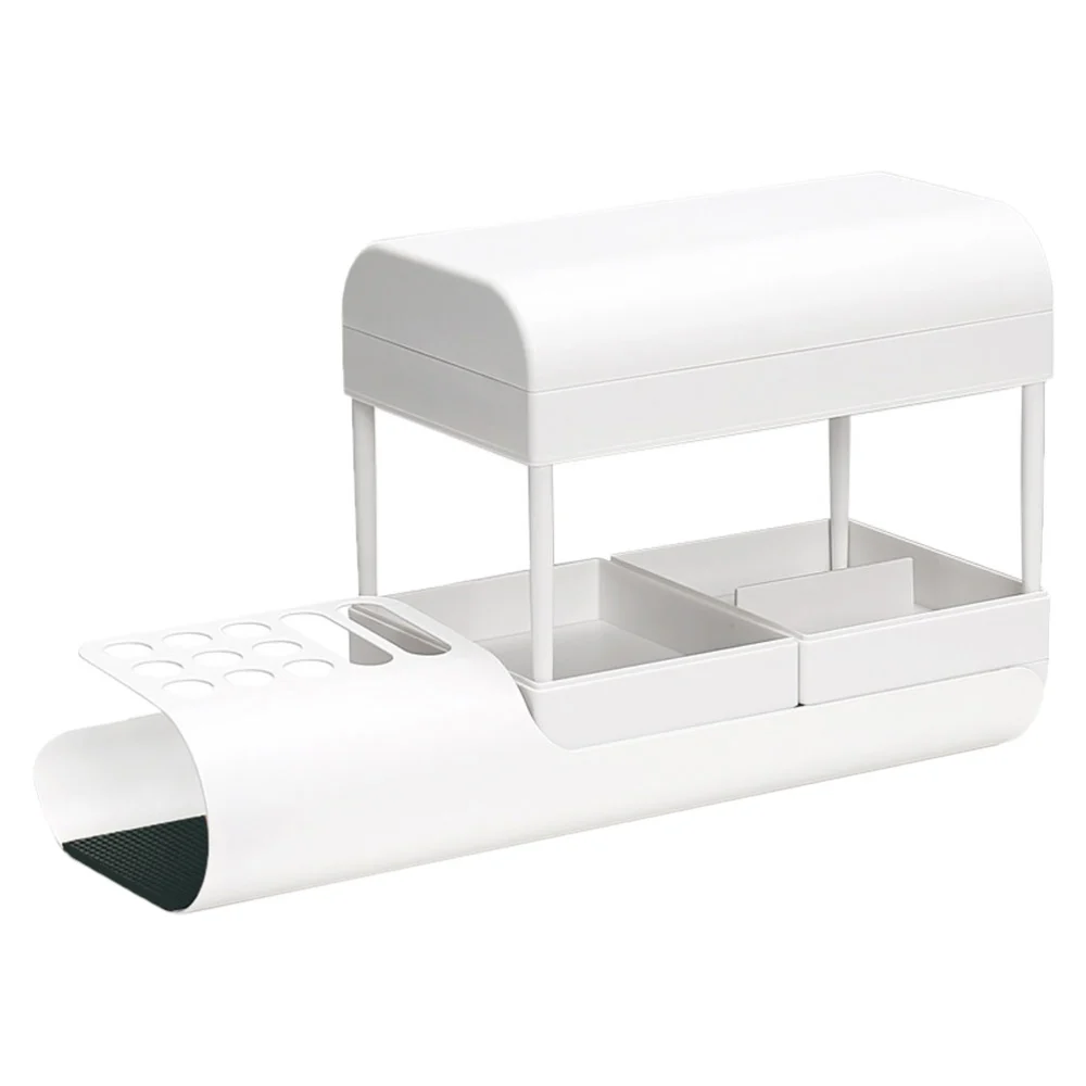 1Pc Office Desktop Storage Box Plastic Stationery Holder Jewelry Container White