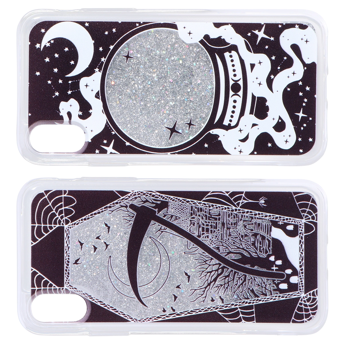 2pcs Halloween Full Cover Liquid Quicksand TPU Protective Phone Shell Iphone XR