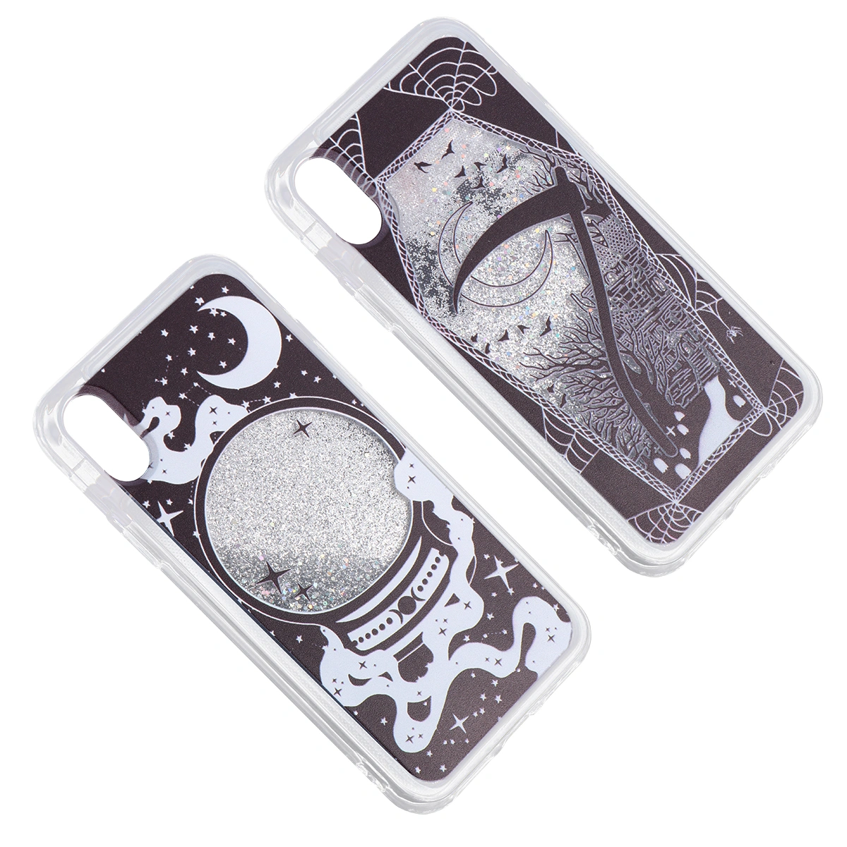 2pcs Halloween Full Cover Liquid Quicksand TPU Protective Phone Shell Iphone XR