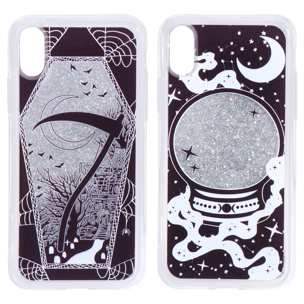 2pcs Halloween Full Cover Liquid Quicksand TPU Protective Phone Shell Iphone XR