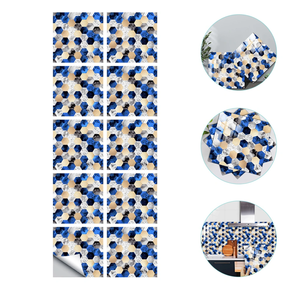 10 Pcs Self-adhesive Wall Sticker Mosaic Tile Sticker Waterproof Wall Decal