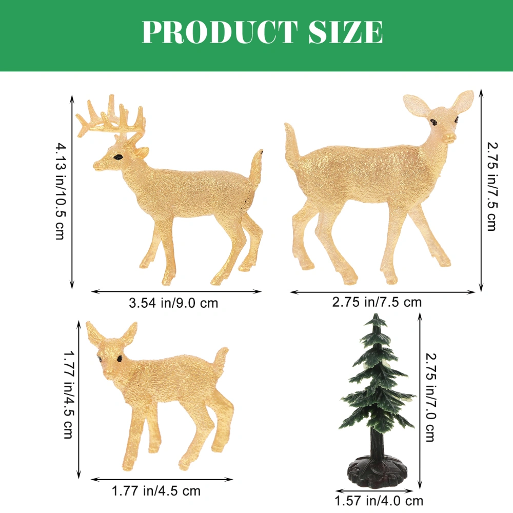 16Pcs Christmas Miniatures Deer Figure Tiny Christmas Tree Decors Christmas Party Ornaments