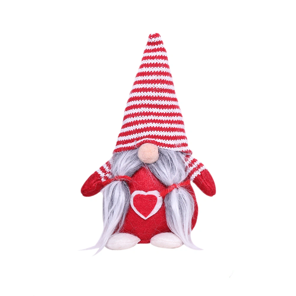 1pc Bearded Doll No Face Toy Christmas Cloth Moppet Decoration Delicate Figurine for Home KTV Bar Cabinet Red