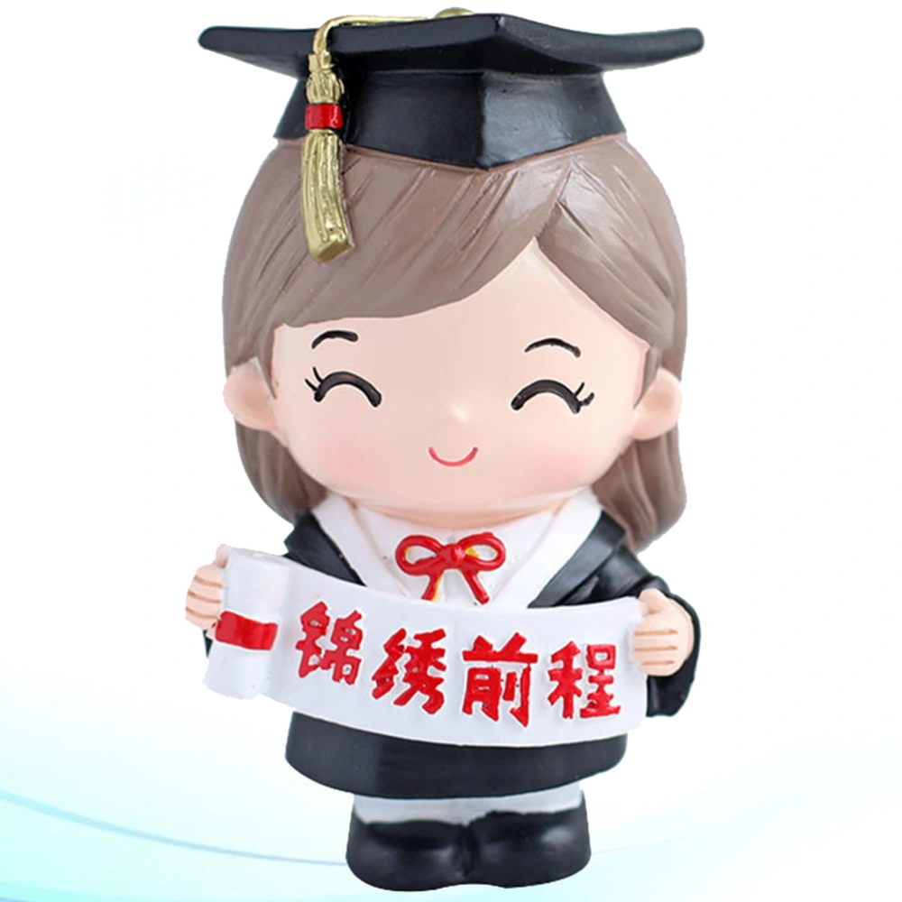 Female Doctor Model Desktop Ornament Adorable Resin Cake Insert Graduation Scene Cake Toppers Graduation Gift