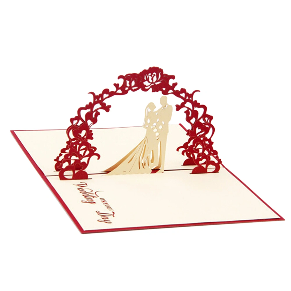 3D Up Sweet Heart Love   Cut Wedding Gift Greeting Wishes Invitation with Envelope (Red)