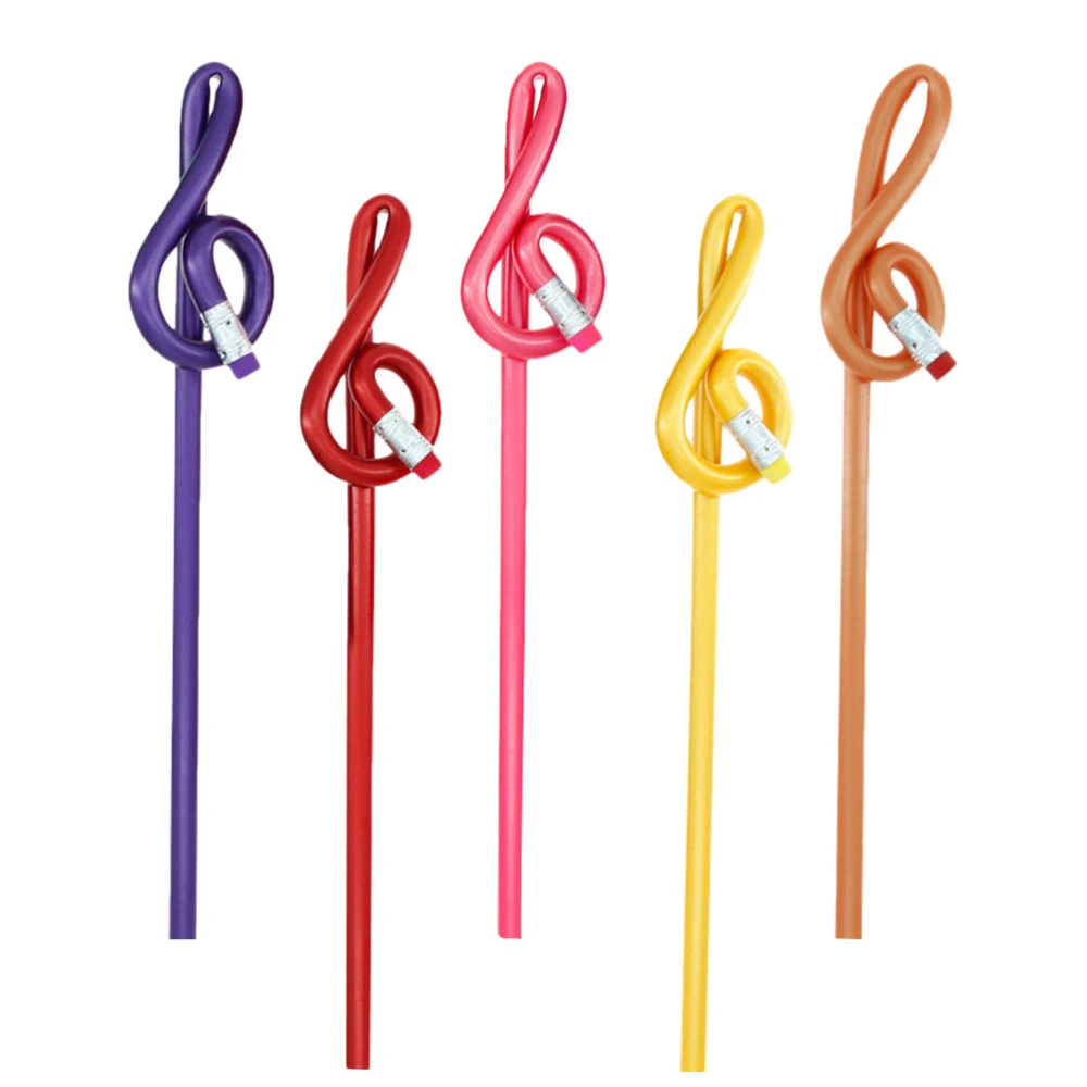 5Pcs Musical Note Shape Pencils School Office Pencils Stationery Musician Gift