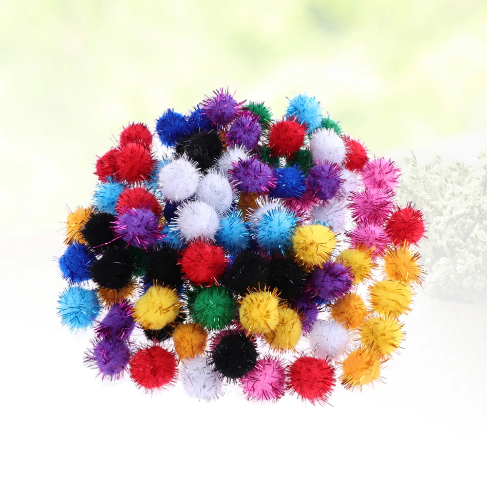 2000pcs in 1 Pack 1CM Colorful Pompon Christmas DIY Handmade Material Glitter Plush Ball DIY Craft Accessories Fluffy Balls Prop (Assorted Color)