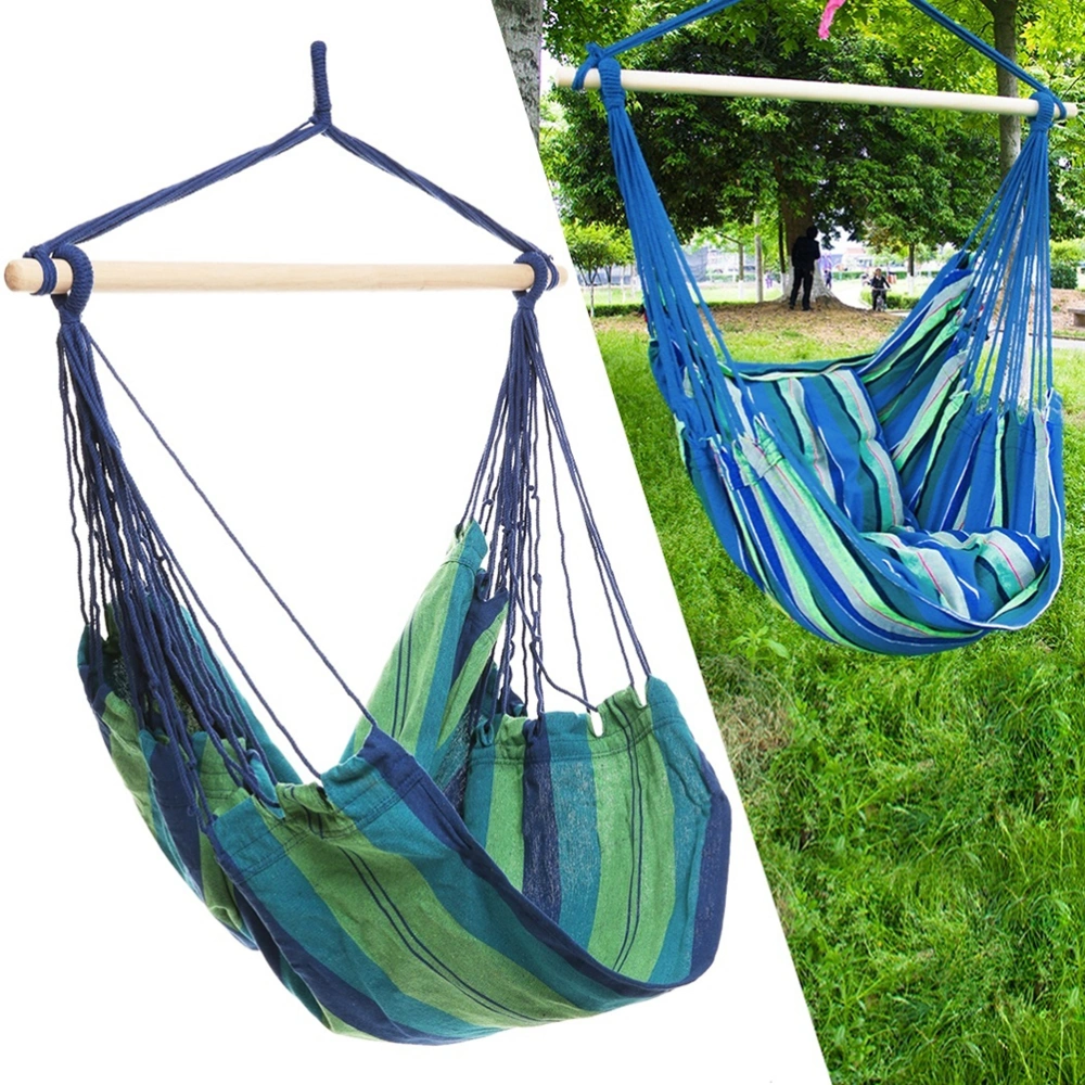 Outdoor Hammock Hanging Chair Air Swing Chair Garden Solid Wood Hammock Chair (Green)