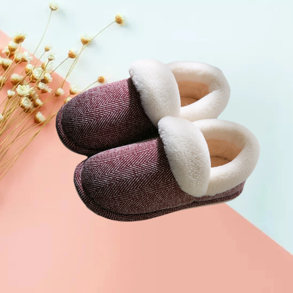 1 Pair Household Warm Slippers Comfortable Winter Slippers Couple Slippers for Indoor Outdoor Size 36-37 Claret