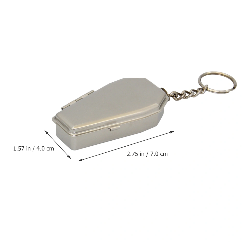 Coffin Shaped Keychain Metal Ashtray Portable Ashtray Decorative Keyring Ornament