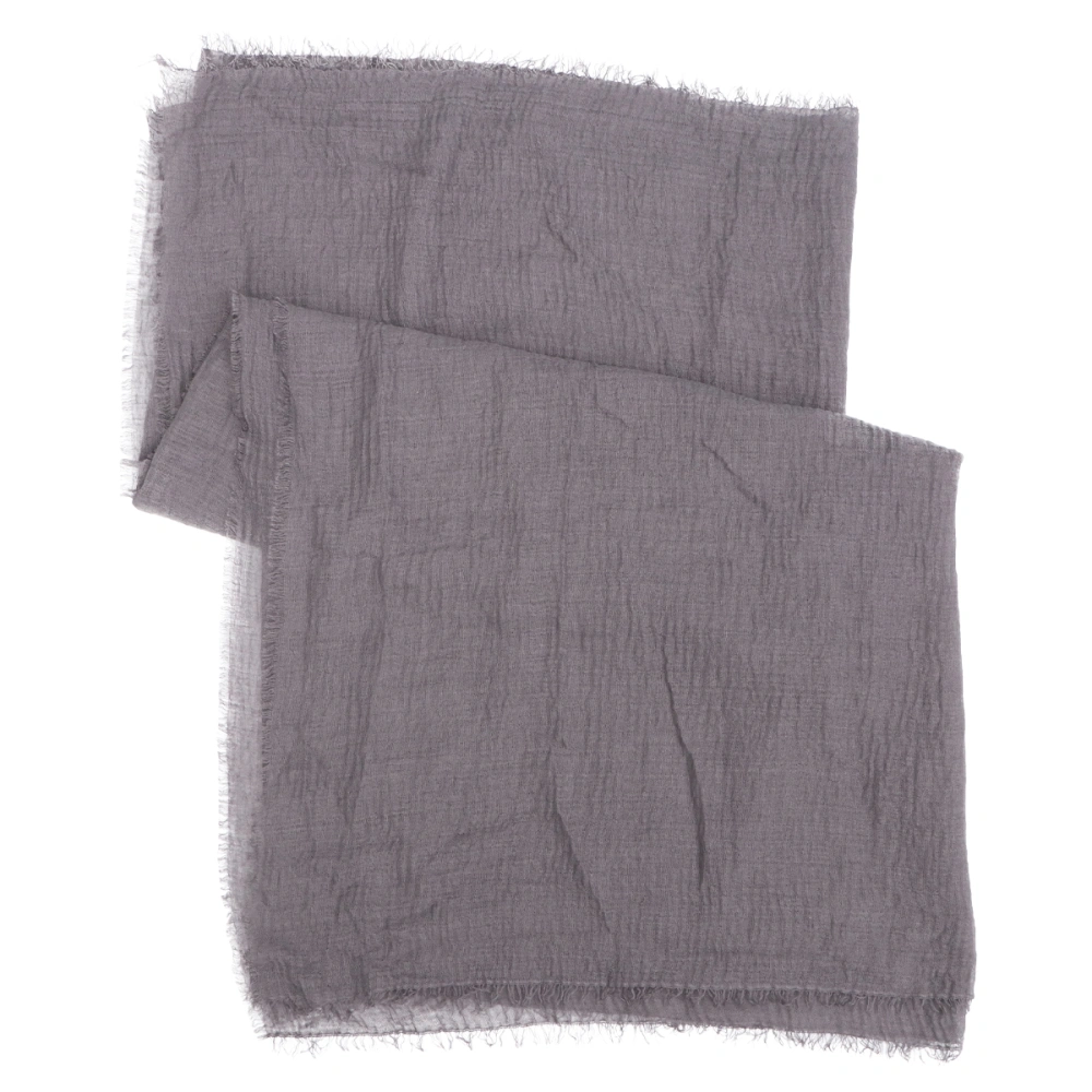 1Pc Linen Scarf Single Color Crumpled Style Scarf Cotton and Linen Scarf Simple Style (Dark Grey)