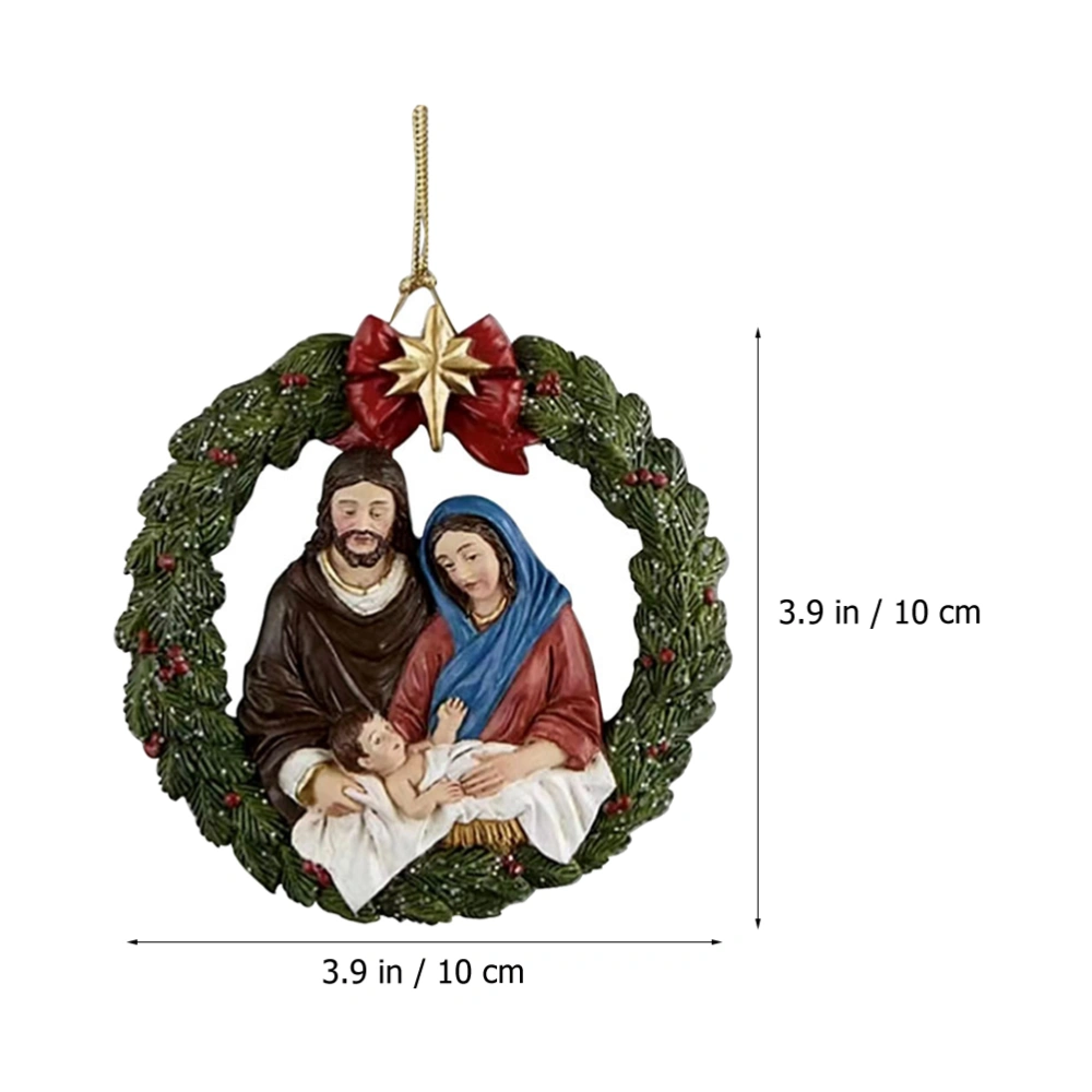 Christmas Hanging Ornaments Wreath Pendants Jesus Design Decor Xmas Tree Pendant