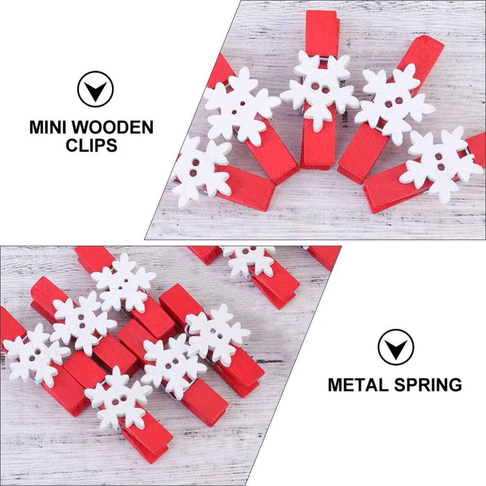 48pcs Creative Christmas Snowflake Clips Christmas Wooden Clips Photo DIY Clips