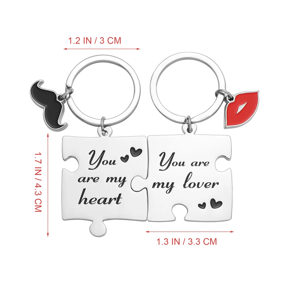 VALICLUD 1 Pair Couple Puzzle Keychain "You Are My Lover" "You Are My Heart" 2-piece Matching Keychain Zinc Alloy Keyring for Valentine's Day Birthday