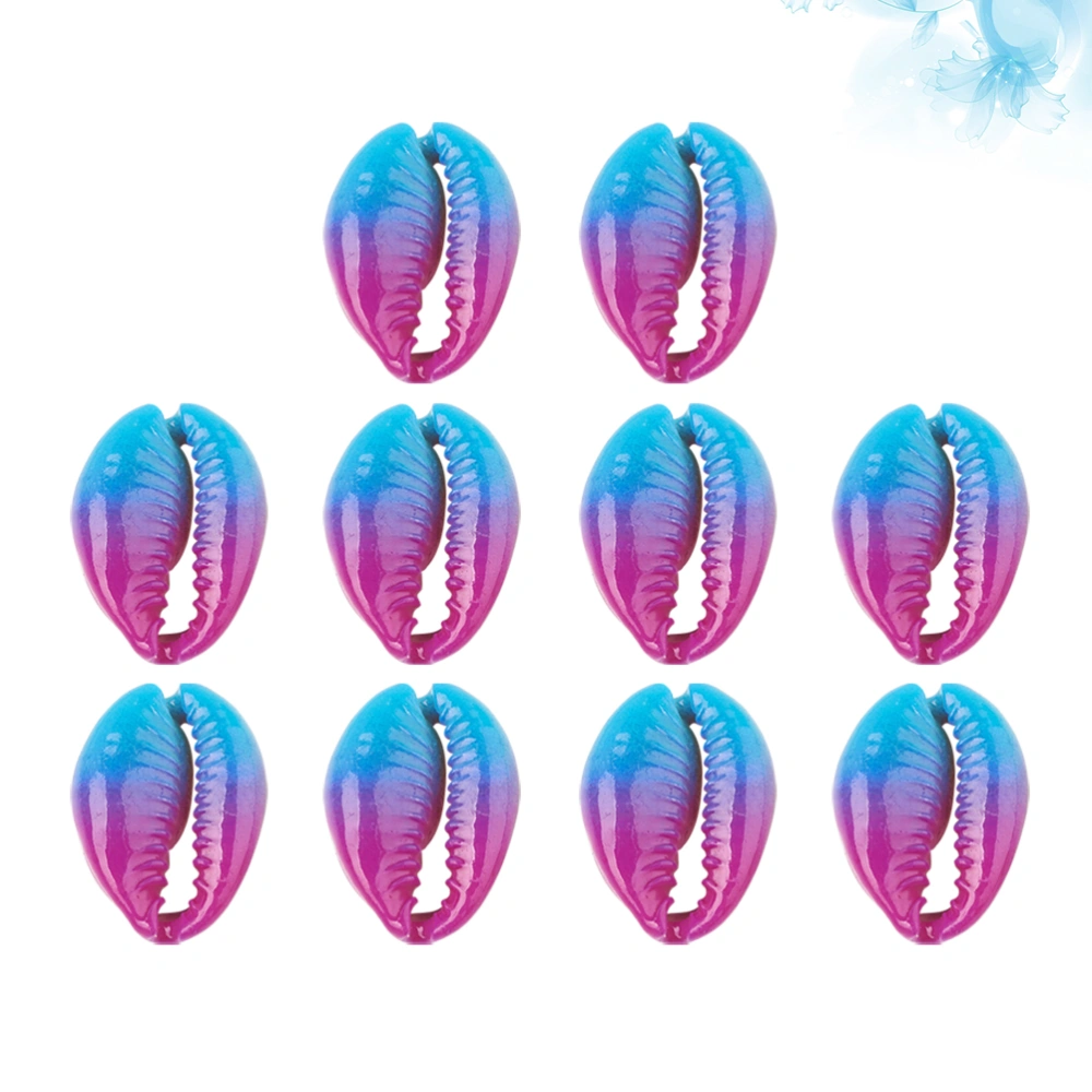 10 Pcs DIY Shell Earrings Pendant Paint Gradient Color Hanging Decor Jewelry Accessories for Women Ladies Bracelet Anklet Ear Dangler (No Hole, Purple Blue)