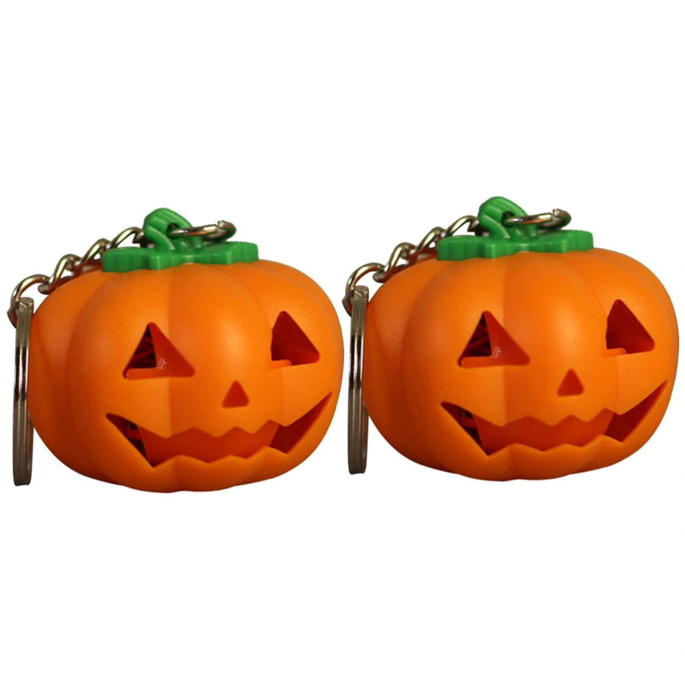 2 PCS Halloween Pumpkin LED Key Ring Light Up Key Chain Toy Gift with Sound