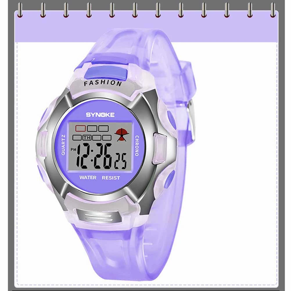 Children Watches Students Electronic Watch Waterproof Sports Watch Luminous Electronic Watch for Kids Purple