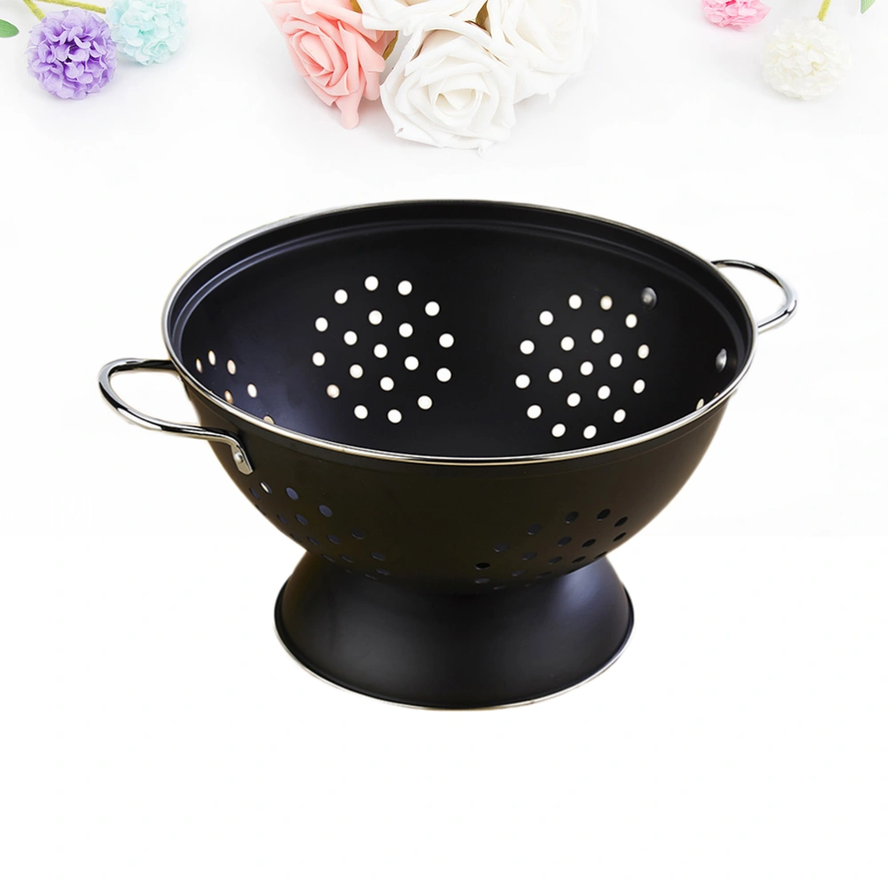 Stainless Steel Tray Black Storage Tray Wash Basket Fruit Plate Hollow Decoration Ornaments Round Fruit Tray Portable Drain Dish