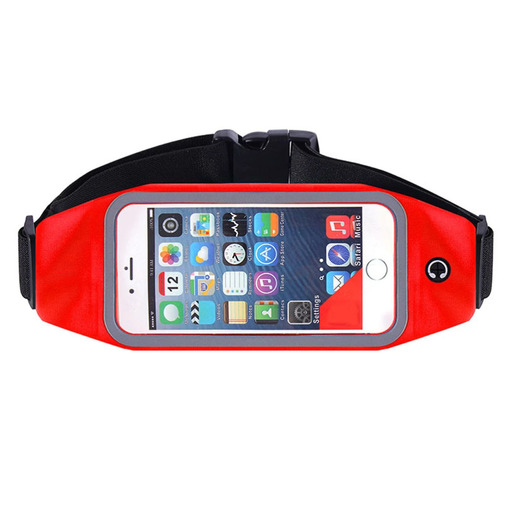 5.5" Running Belt Pouch Water Resistant Reflective Zipper Fanny Waist Pack for Workout Fitness Women Men (Red)