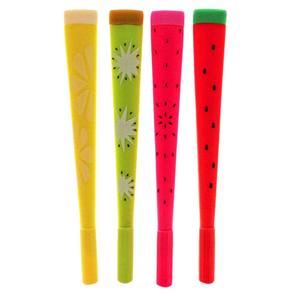 4PCS 0.5mm Black Ink Rollerball Pen Rubber Fruit Gel Ink Pen - Random Color