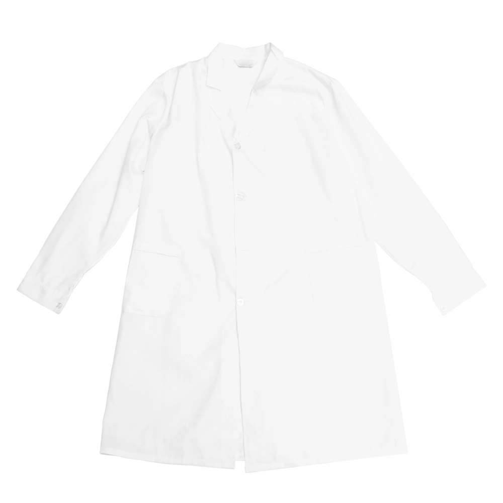 White Coat Doctor Nurse Long Sleeve Coat Pharmacy Coat Hospital Labour Suit - Size XL (Male Style)