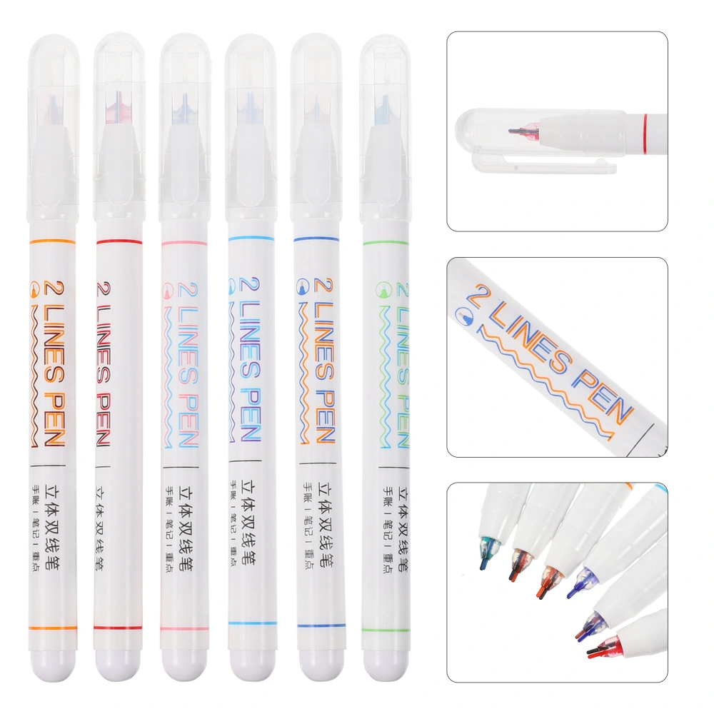 6PCS Double Line Pen Professional Outline Pen Practical Sturdy Outline Pen