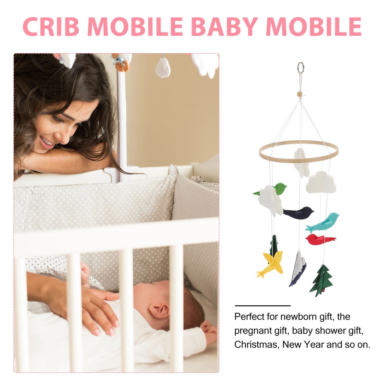 Crib Mobile Baby Bed Felt Wind Chime Nursery Hanging Pendant Baby Room Decor