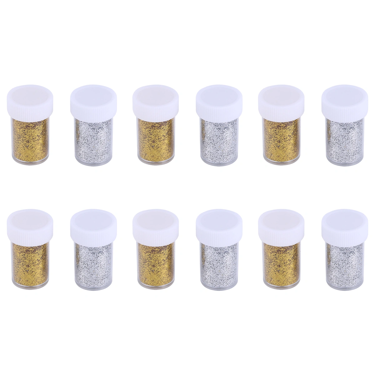 12 Bottles Glitter Powder DIY Shimmering Powder for Painting Nail Art Crafts Making (Golden and Silver)
