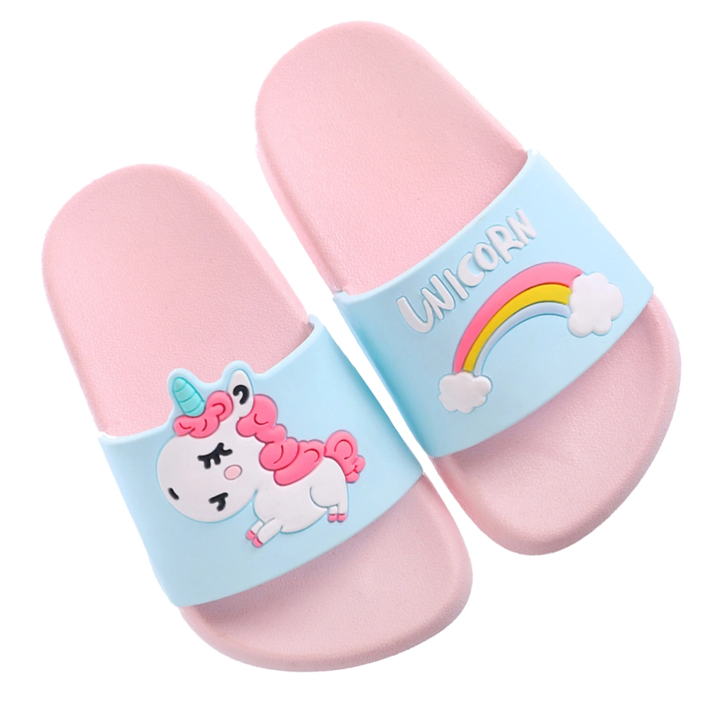 Cartoon Unicorn Pattern Slipper Anti Children Slippers for Boy Girl (Pink 28-29 Yards)