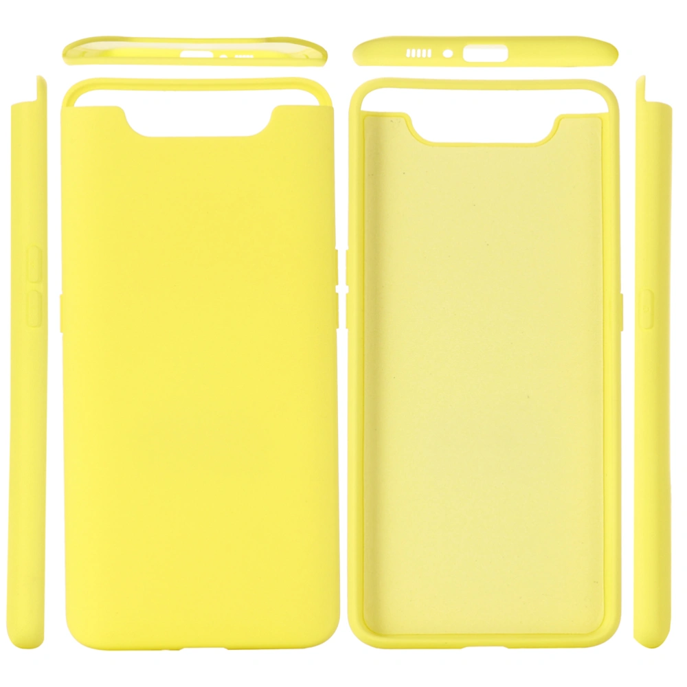 Liquid Silicone Phone Case Comfortable Full Covered Scratch-resistant Shockproof Protective Cover Compatible for Galaxy A80/90 (Yellow)