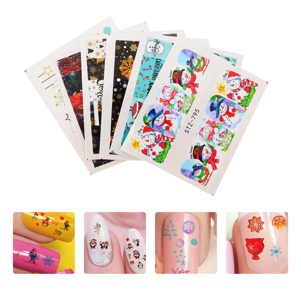 60pcs Christmas Nail Stickers Snowflake Stickers Snowman Nail Art Decals