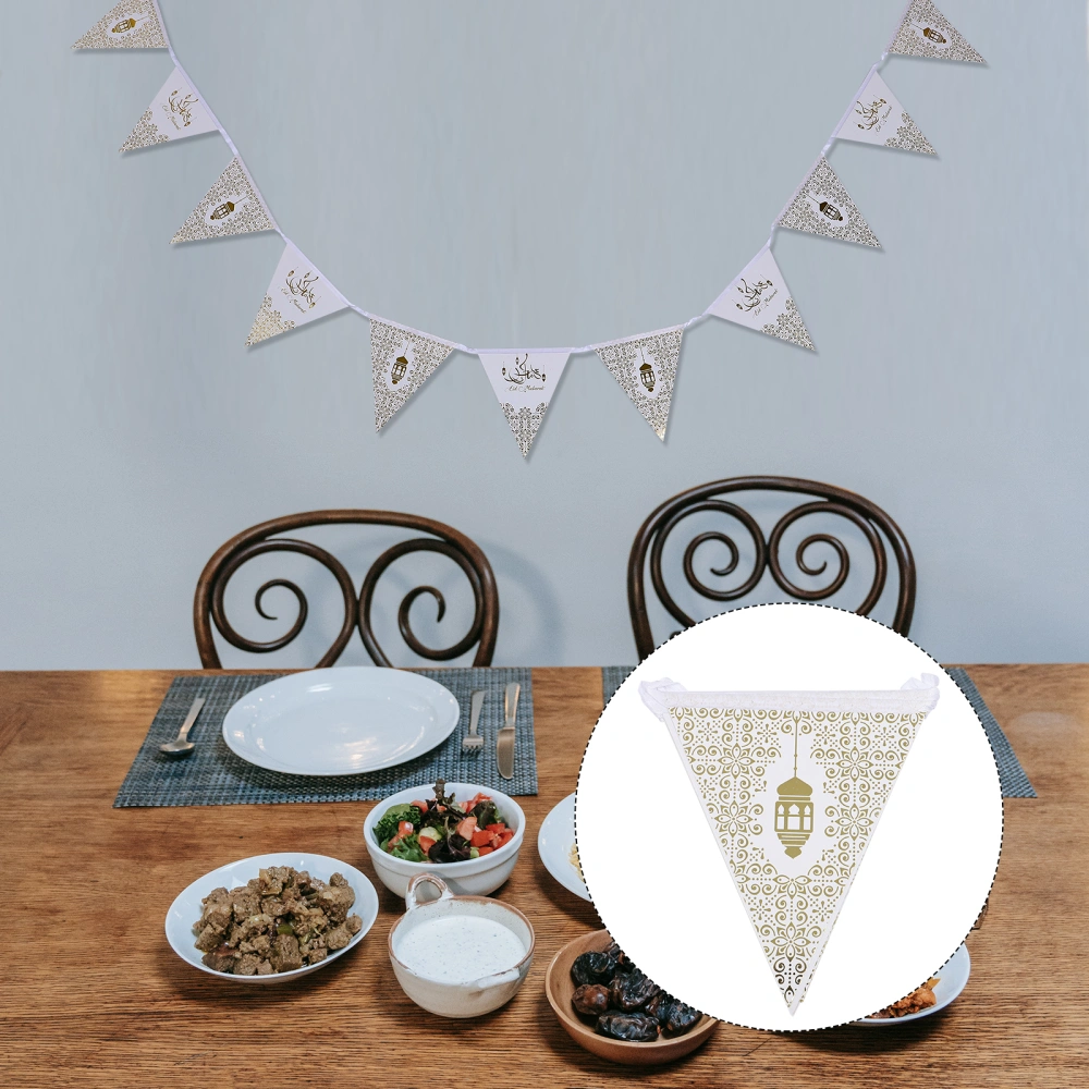 1 Set Eid Mubarak Banner Unique Muslim Ramadan Party Decorative Bunting Banner