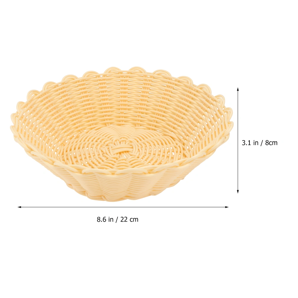 1PC Plastic Fruit Basket Imitated Rattan Woven Basket Storage Basket (Khaki)