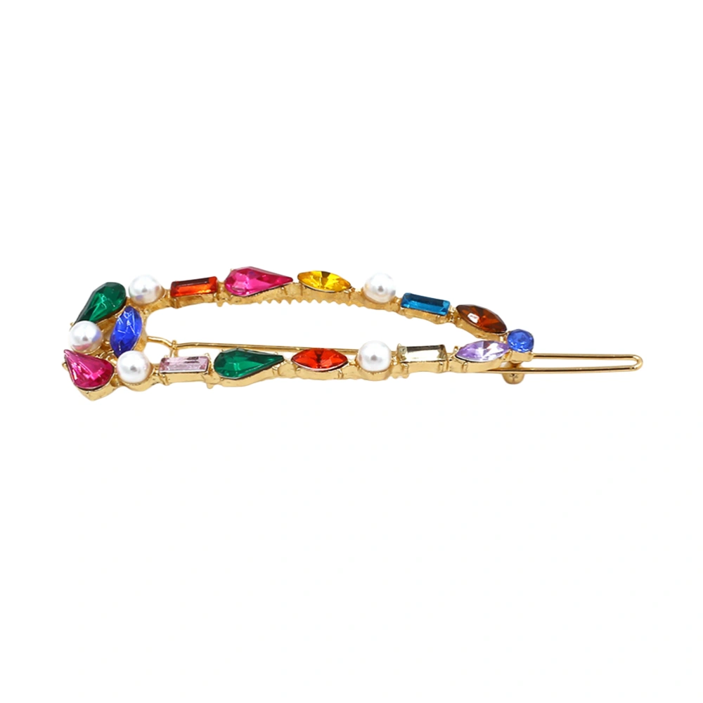 1pc Colorful Rhinestone Hair Clip Fashion Bang Clips Trendy Bobby Pin Hair Accessories Drop-shaped