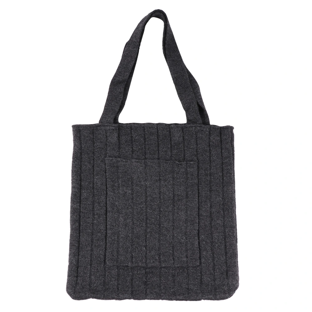 Simple Wool Knit Shoulder Bag Stylish Fashion Women Handbag Casual Bag Shopping Bag for Outdoor (Black)