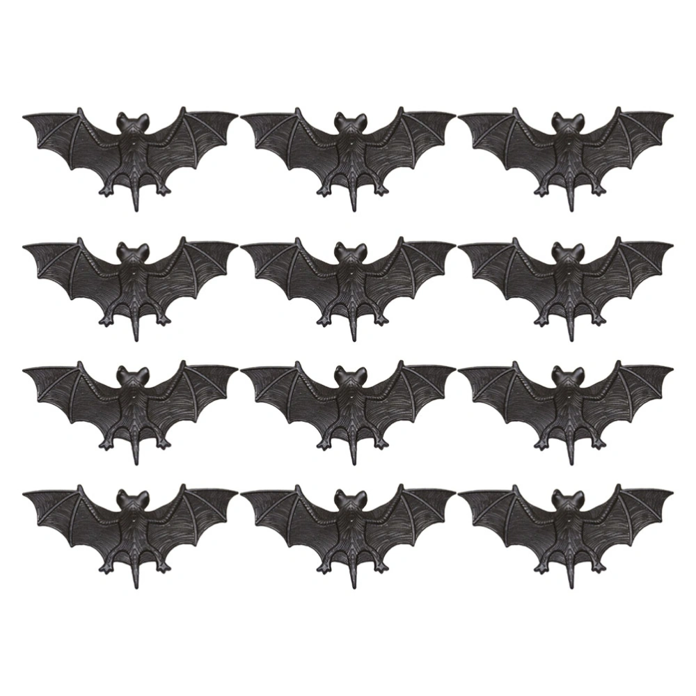 12pcs April Fool's Day Halloween Decoration Plastic Bat Decor Prop Party Supplies