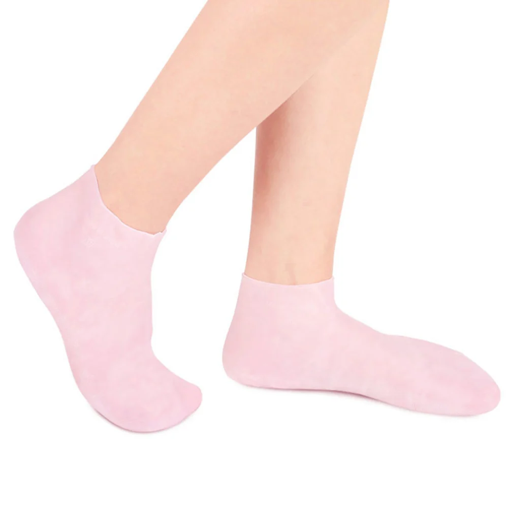 1 Set Moisturizing Socks Callus Remover Socks Foot Care Socks Gloves (Pink)