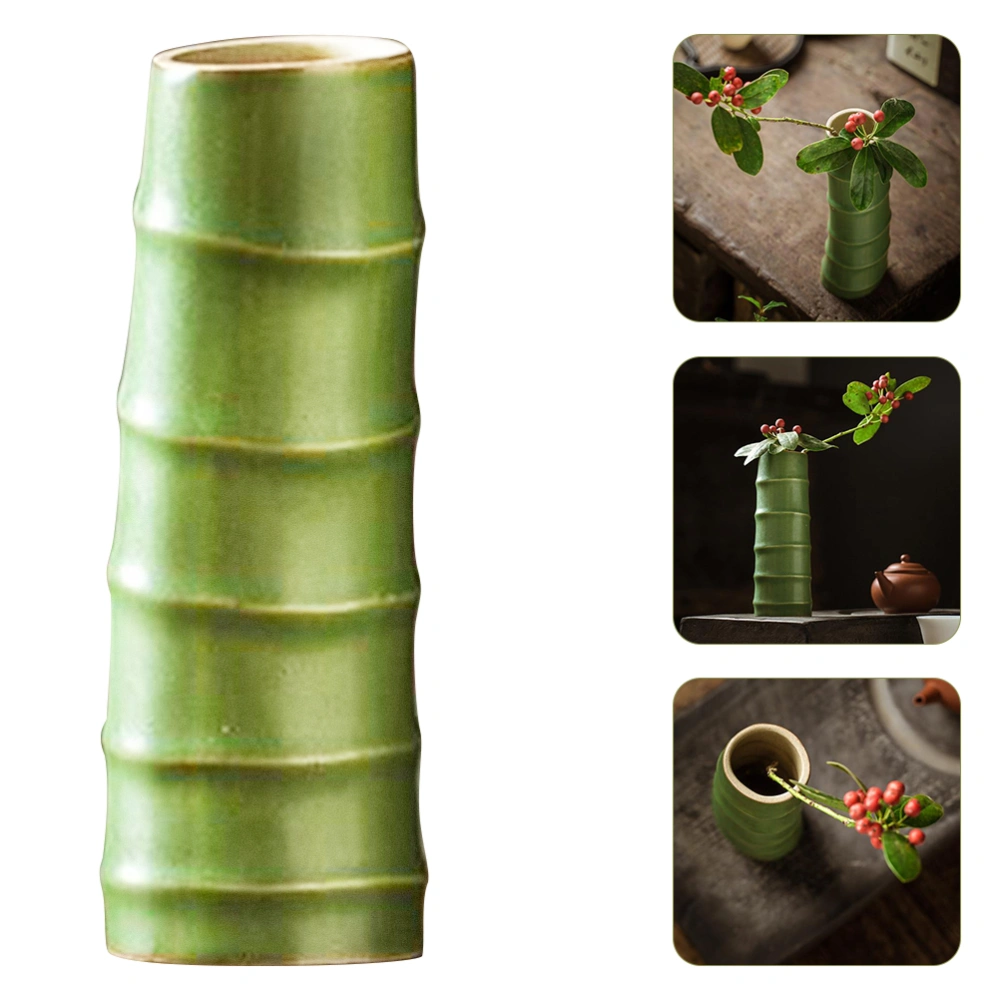 Ceramic Imitation Bamboo Vase Creativity Flower Arrangement Vase Home Office Decor