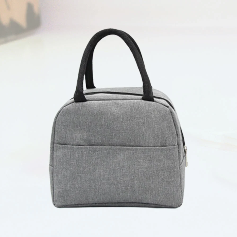 1Pc Reusable Lunch Tote Bag Oxford Cloth Waterproof Insulated Lunch Bag Lunch Box Tote Bag Handbag Cooler Bag for Adults Kids (Grey)