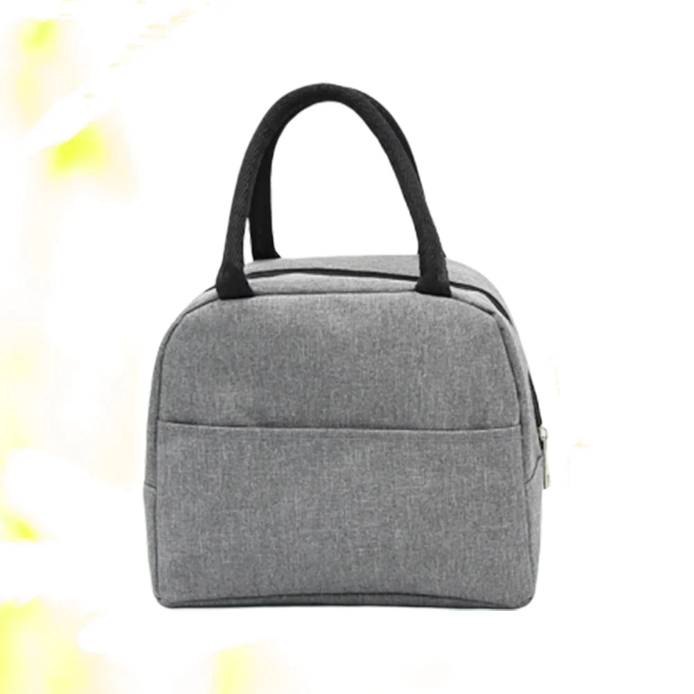 1Pc Reusable Lunch Tote Bag Oxford Cloth Waterproof Insulated Lunch Bag Lunch Box Tote Bag Handbag Cooler Bag for Adults Kids (Grey)