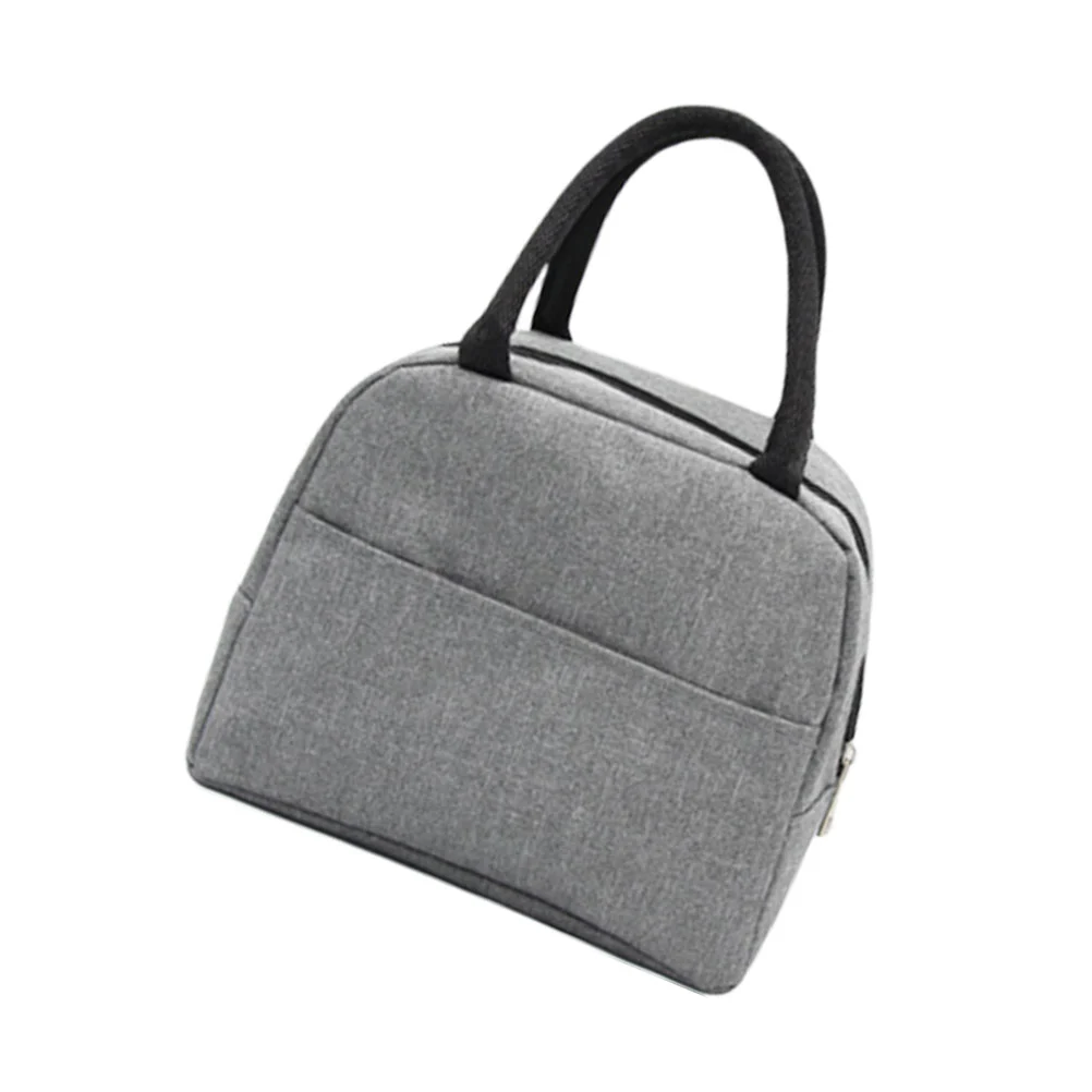 1Pc Reusable Lunch Tote Bag Oxford Cloth Waterproof Insulated Lunch Bag Lunch Box Tote Bag Handbag Cooler Bag for Adults Kids (Grey)