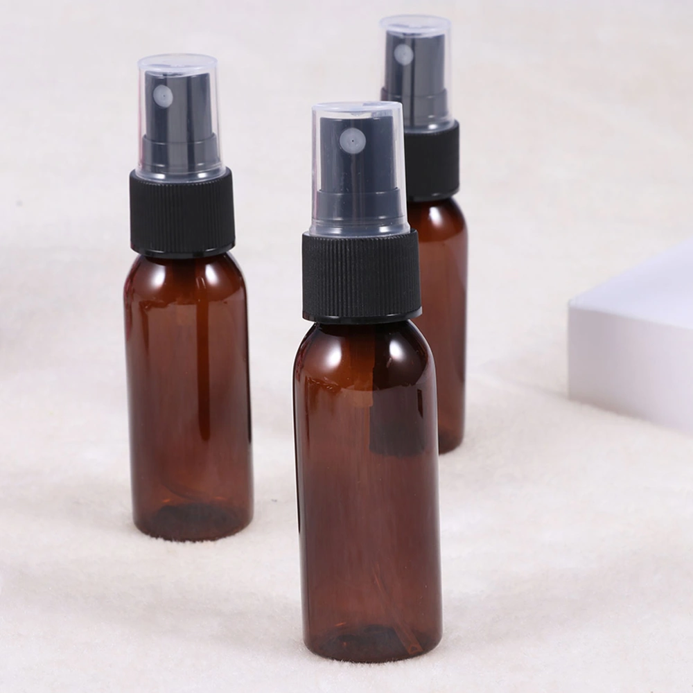 7Pcs Glass Spray Bottle Emulsion Subpackaging Bottle Press Pump Essential Oil Container Brown (30ml)