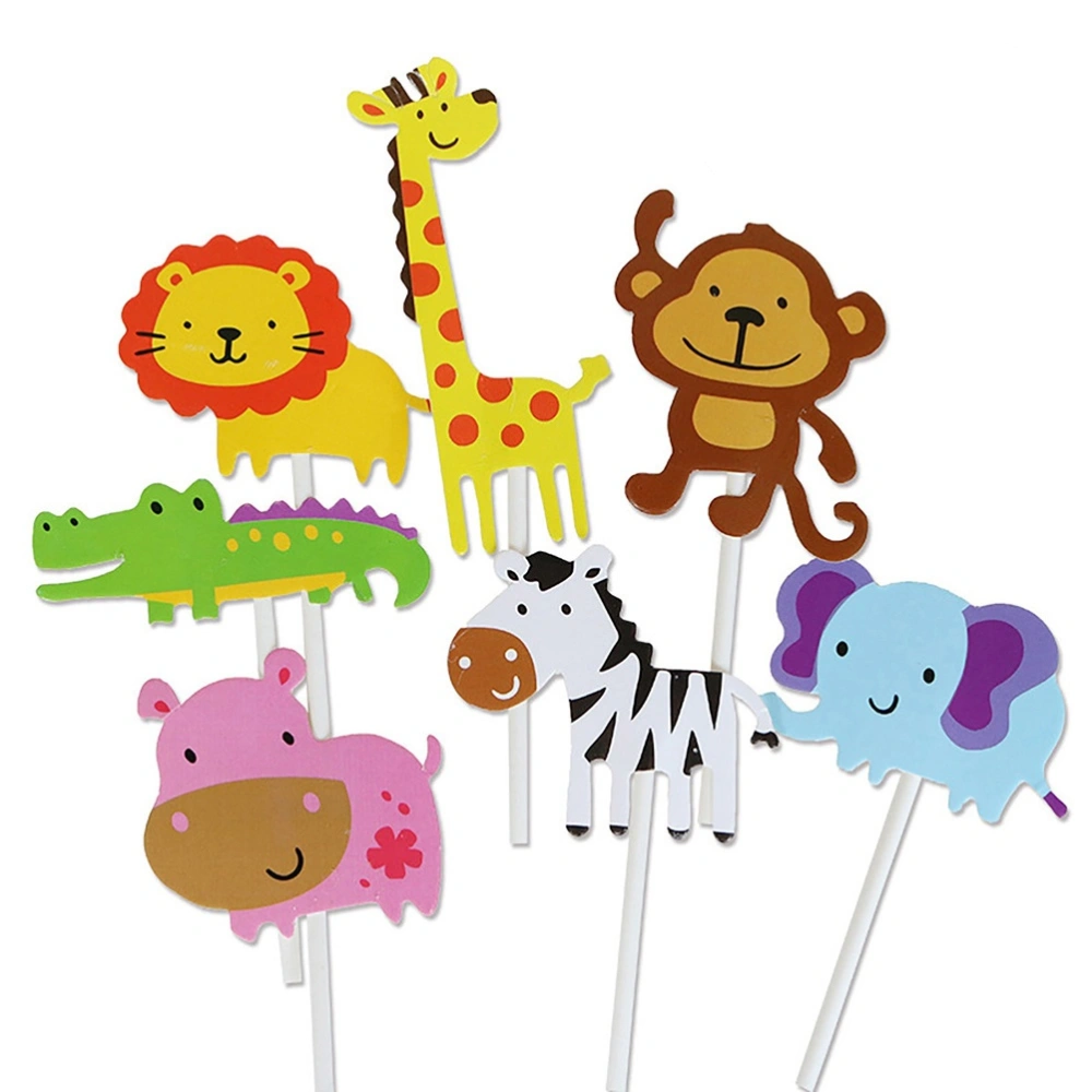 28pcs Happy Birthday Cake Topper Animal Theme Cake Decorations Party Supplies