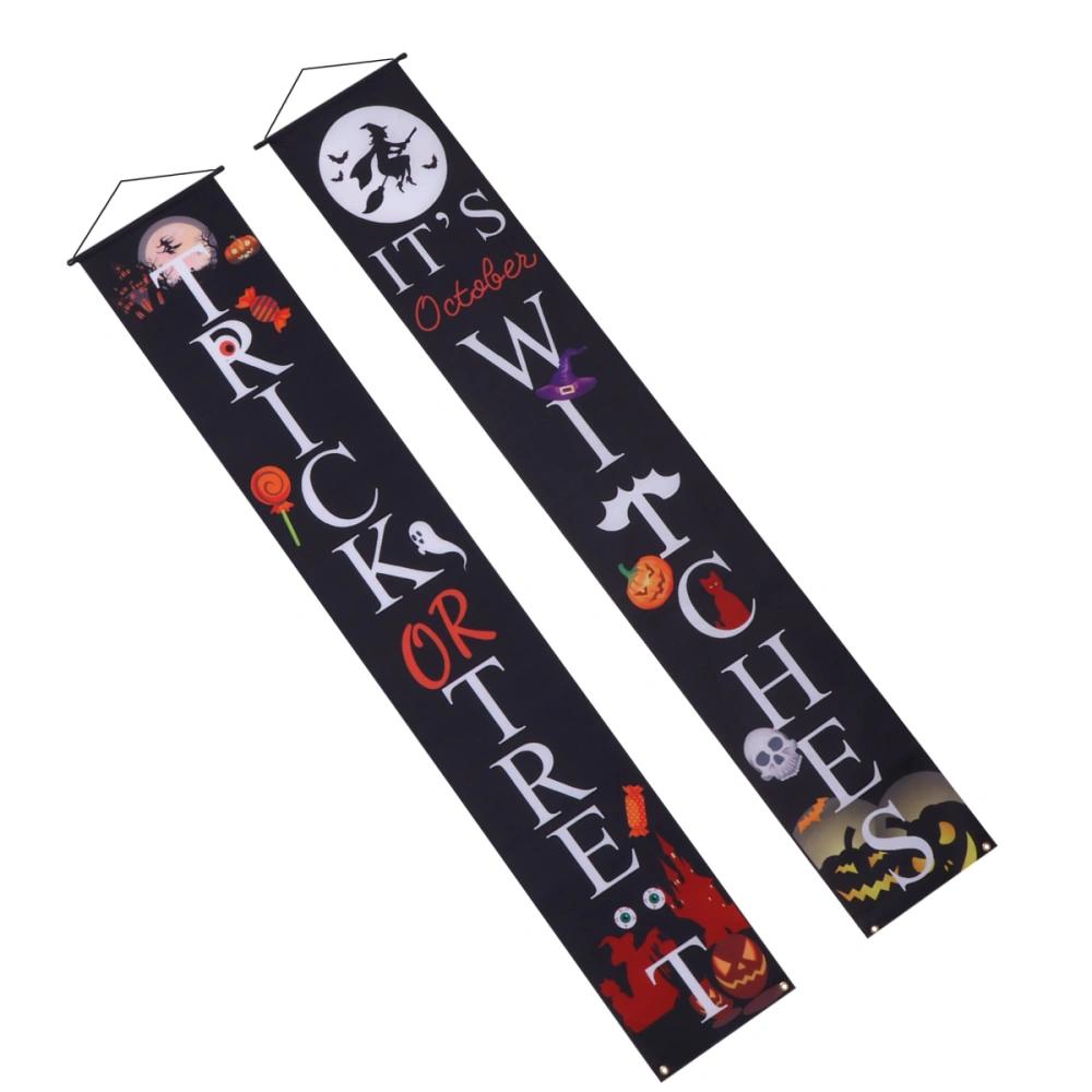 1 Pair Halloween Theme Door Curtain Printing Porch Sign Banners Door Curtain