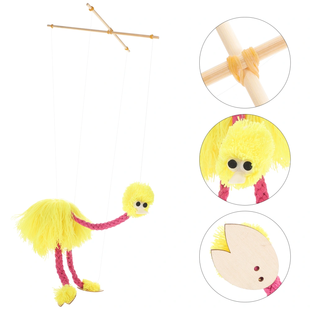 5PCS String Puppets Funny Pull String Plush Ostrich Marionette Toy for Kids Children (Yellow)