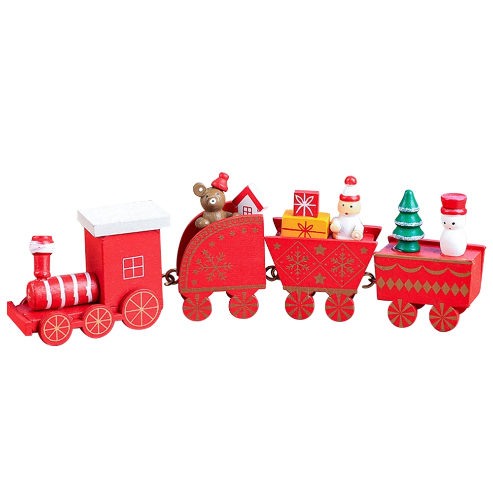 Christmas Four Carriages Train Shape Ornaments Cartoon Desktop Decoration