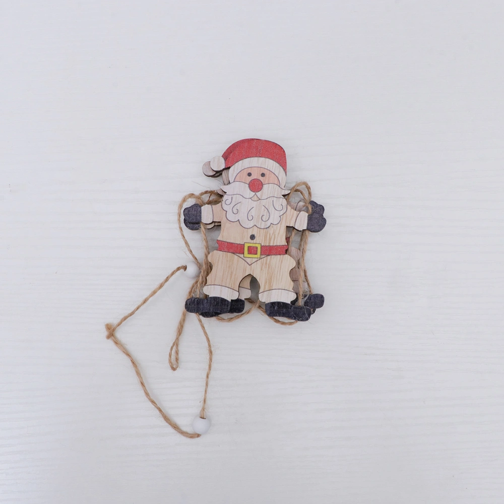 Christmas Tree Wooden Hanging Creative Long Pendant Colorful Santa Design Decor Christmas Hanging Pendant Decorative Props for Tree Home Garden Yard